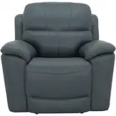 Kaden Power Recliner with Power Headrest & Lumbar in Santa Fe Ocean Blue Top-Grain Leather